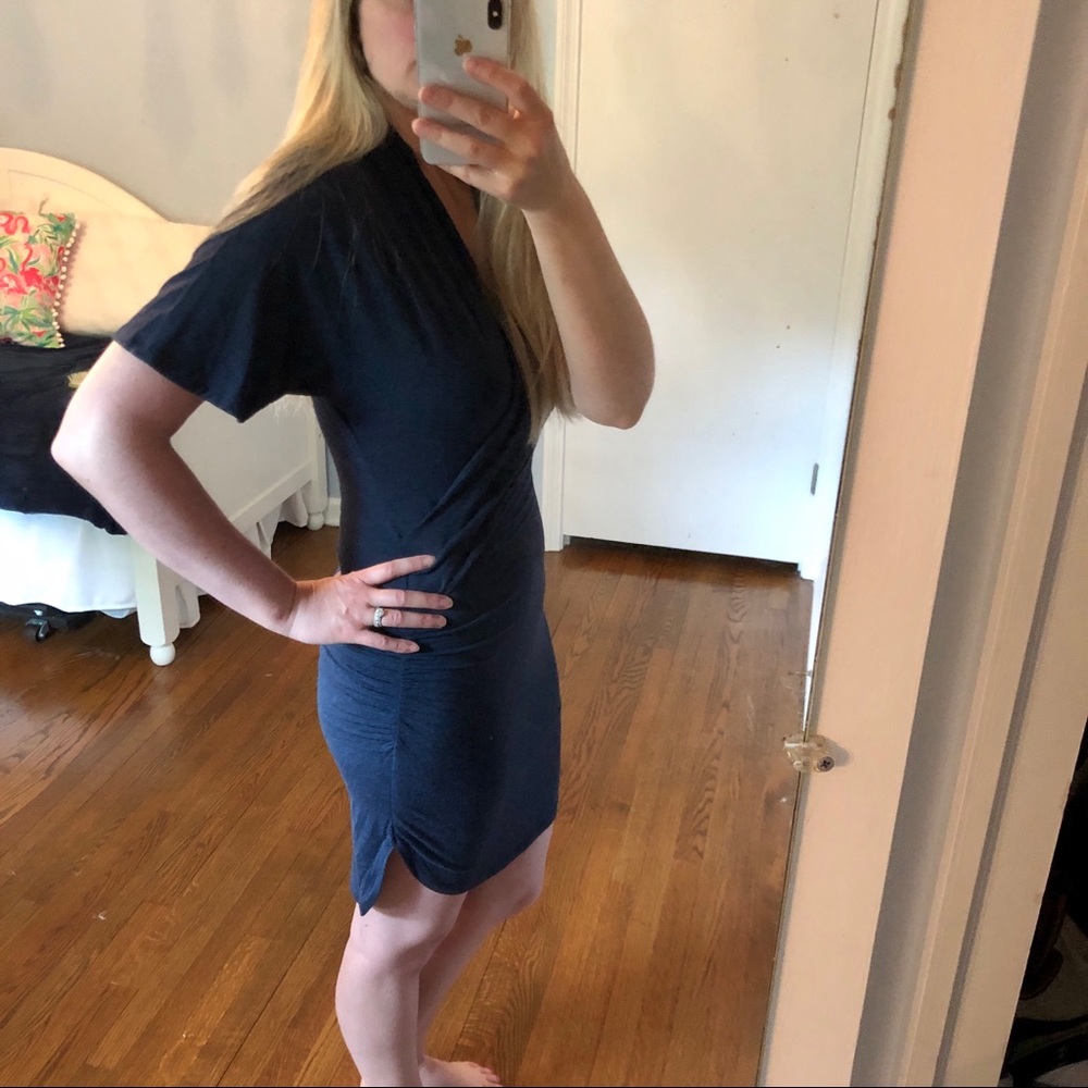 NWT Banana Republic Blue Gray Petite Form Fitting Dress